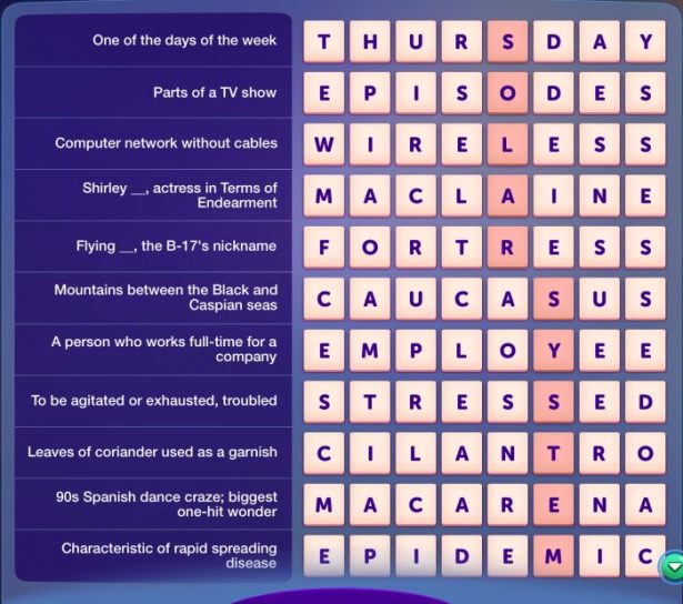 results in experiments need this to be useful codycross