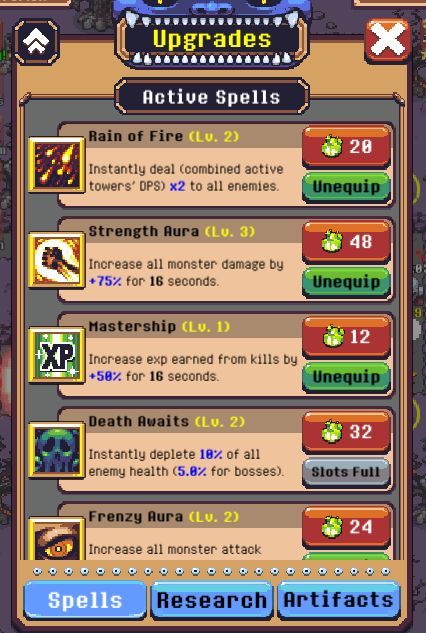 idle monster td max upgrades