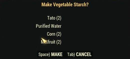 fallout 76 vegetable starch