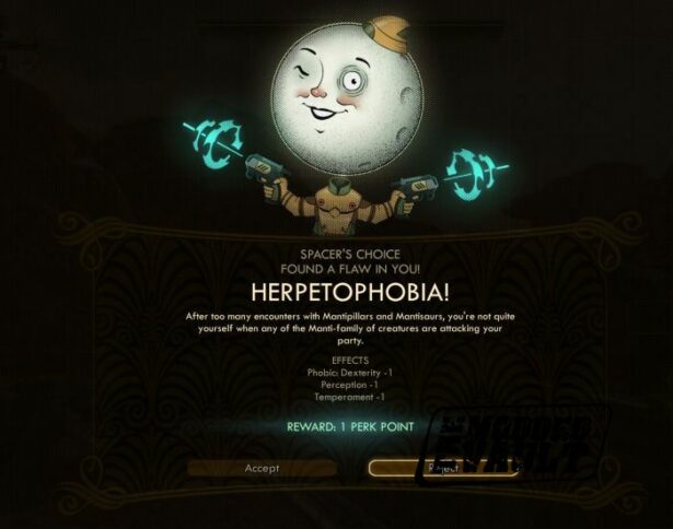 the outer worlds flaws 1 herpetophobia