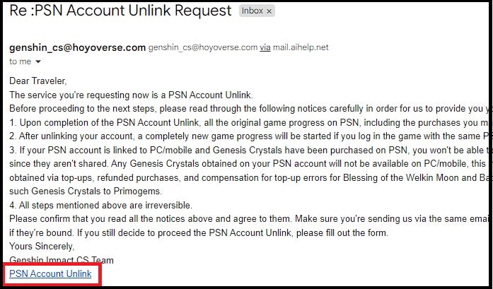 Genshin Impact Email Reply