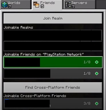 Minecraft Friends Tab menu