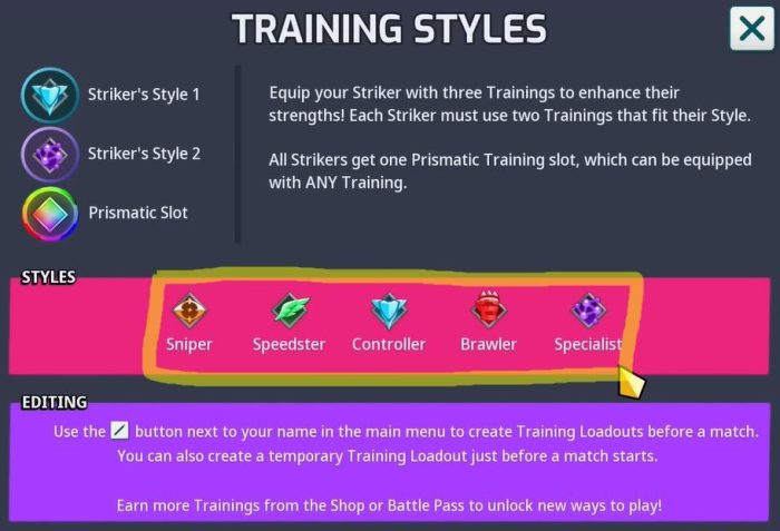 Omega Strikers Trainings Overview