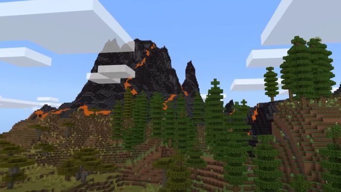 Expansive Biomes adds fiery mountaintops amongst other biomes.