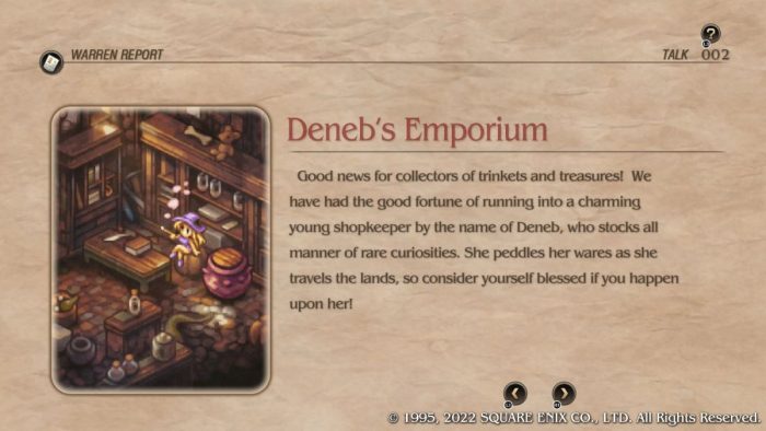 Deneb's Emporium in Tactics Ogre: Reborn.