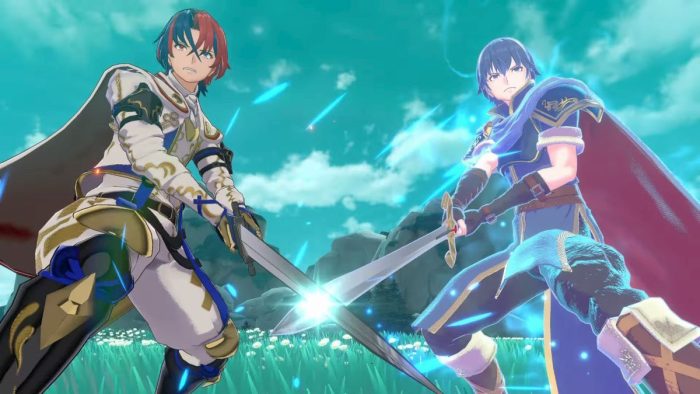 Alear and Emblem Marth in Fire Emblem Engage.