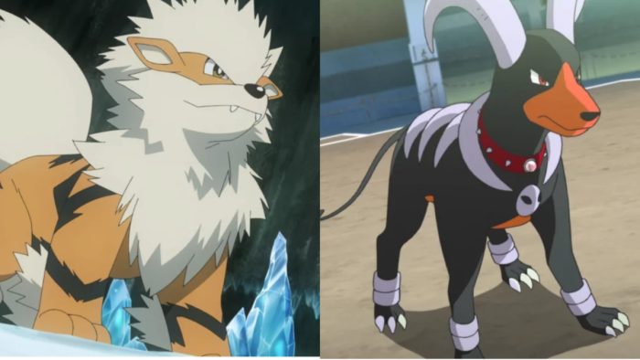 Arcanine and Houndoom from the Pokemon series.