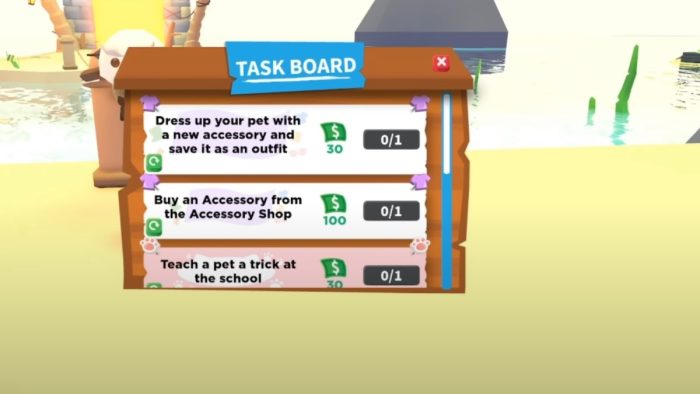 Adopt Me! on X: 📋 Taskboard update! 📋 ✓ Complete new daily tasks for  rewards! 🌈 Exclusive pet and item rewards for completing difficult tasks!  🤠 Play to unlock different tasks! More