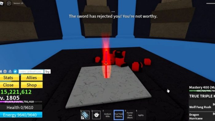 Trying to obtain the Yama Sword in Roblox Blox Fruits.