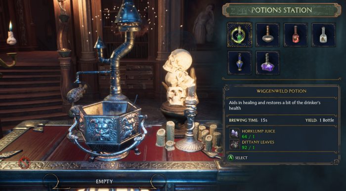 How to brew Wiggenweld Potion in Hogwarts Legacy.