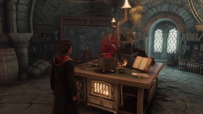 Potions class brewing pot in Hogwarts Legacy.