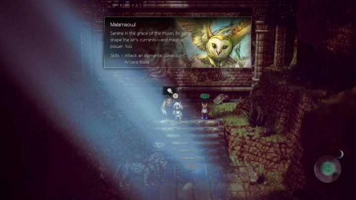 Choosing the Malamaowl companion in Octopath Traveler 2.