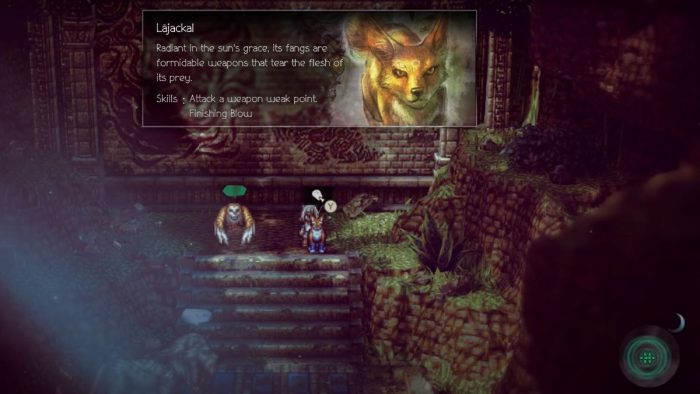 Choosing the Lajackal companion in Octopath Traveler 2.