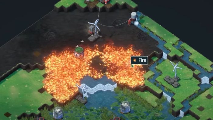 How to set a fire in the Abandoned Quarry map in Terra Nil.