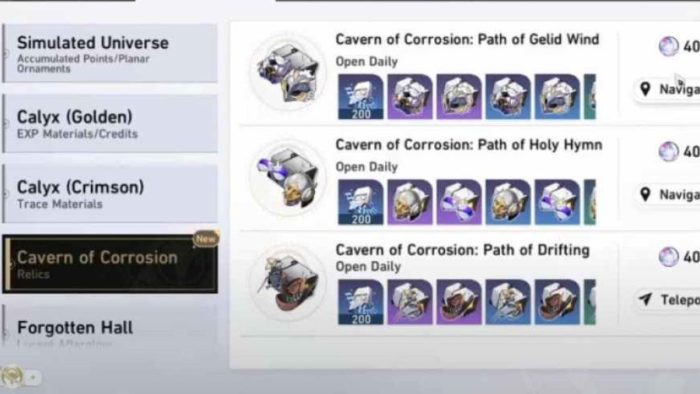 Cavern of Corrosion is the best way to farm Relics in Honkai Star Rail.