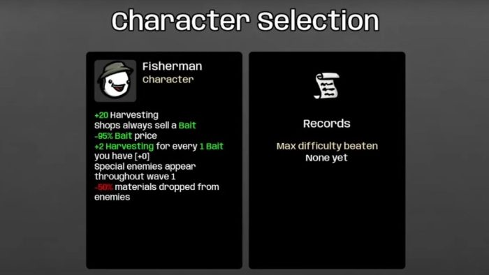 All new characters in Brotato - How to unlock the Fisherman.