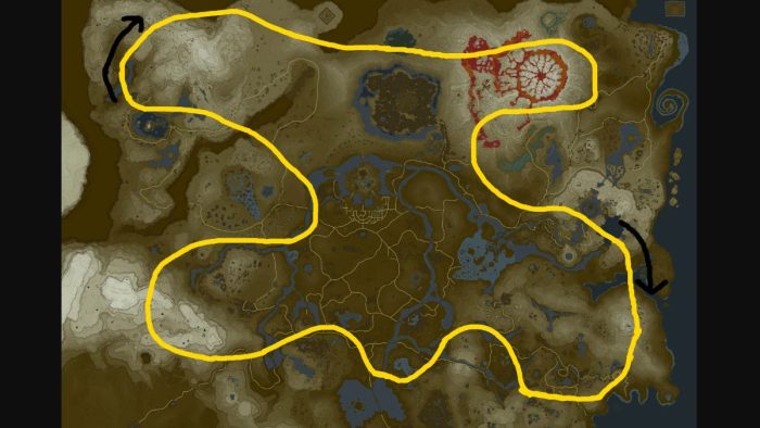 Light Dragon location and route in Zelda Tears of the Kingdom. Image source: Everything you need to know about TOTK dragons (map included) : TOTK (reddit.com).