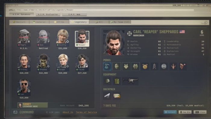 How to recruit Reaper in Jagged Alliance 3 - Reaper stats and Perks.