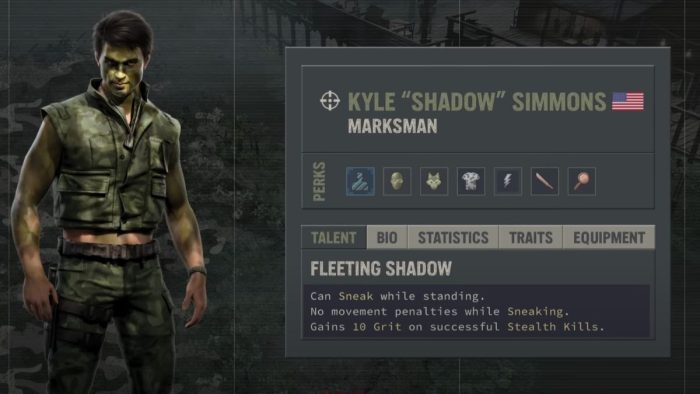 How to hire Shadow in Jagged Alliance 3 - Shadow's bio tab.