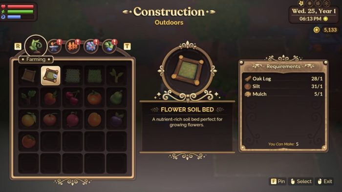 How to plant flowers in Fae Farm - how to craft flower beds.