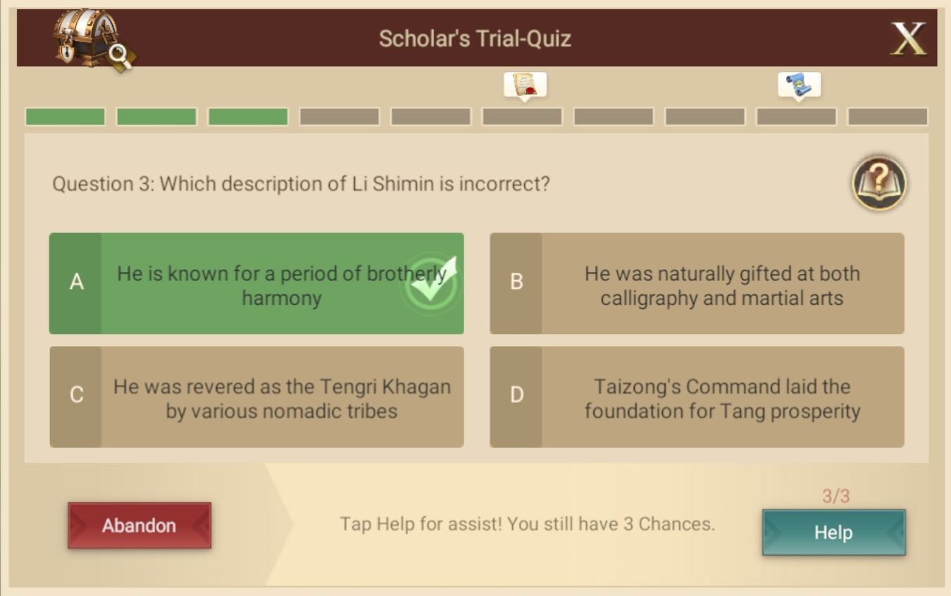 Era of Conquest Quiz Answer (Scholar's Trial Quiz) UPDATED