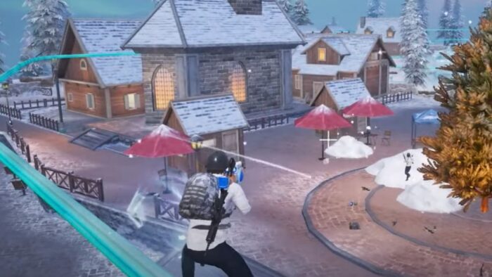 PUBG Mobile Winter Event guide - using the Snowball Blaster on the Snow Rail.