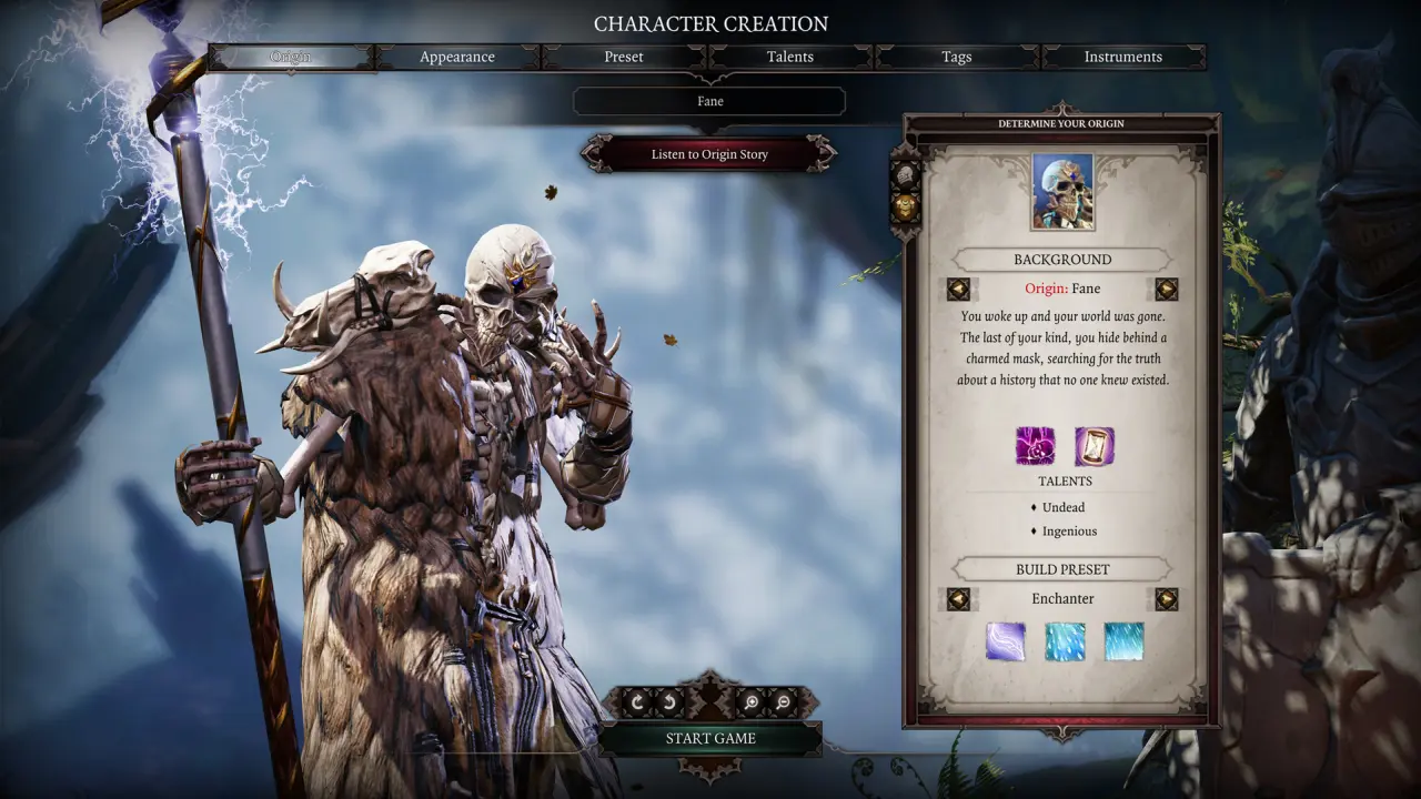 Divinity Original Sin 2 character creation screen