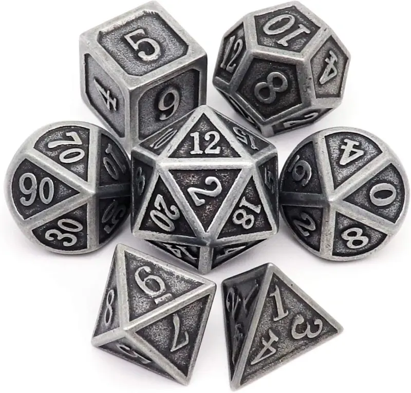 Haxtec Antique Iron Metal DND Dice Set