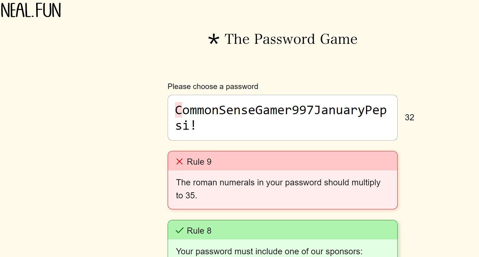 the password game