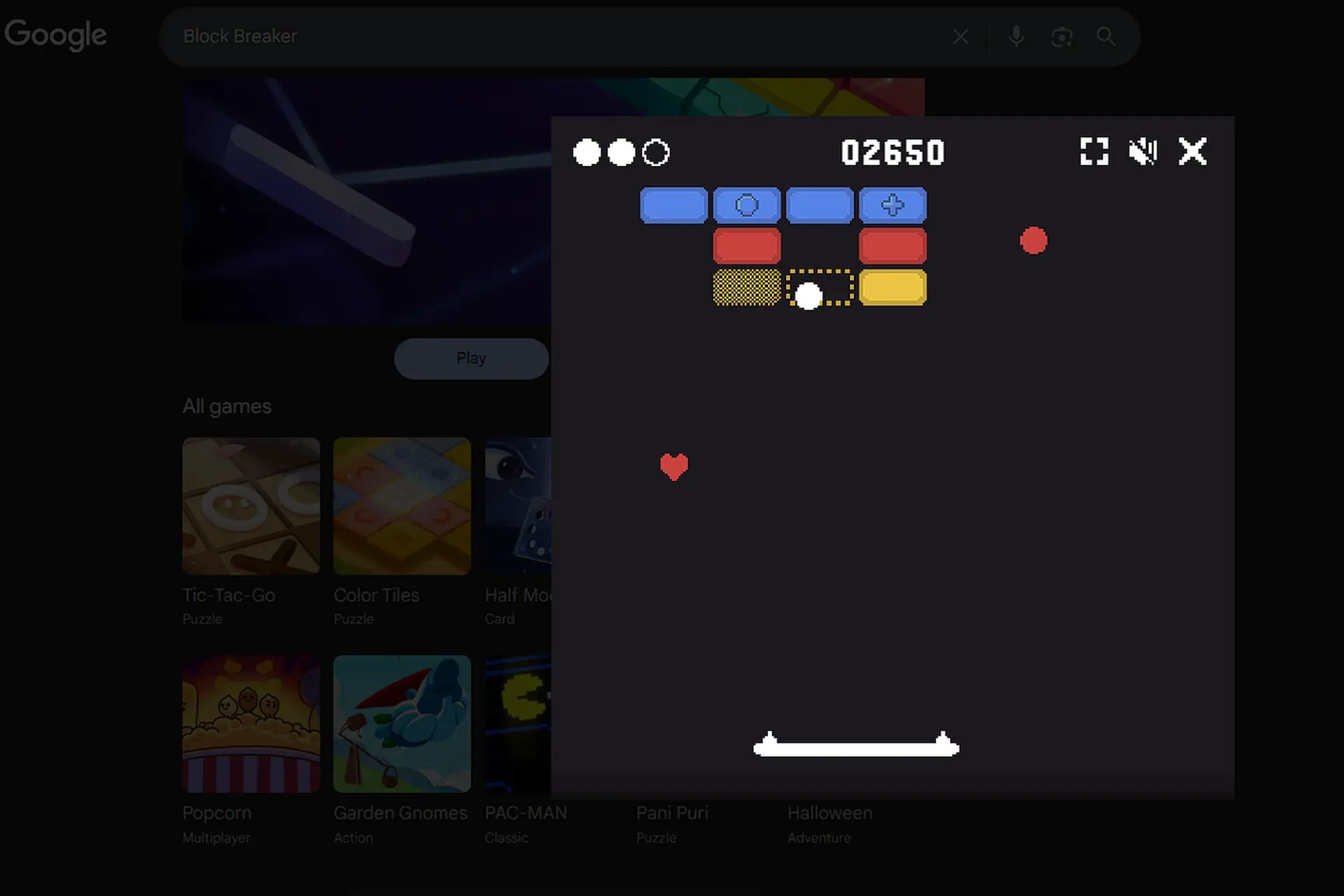 Google Block Breaker