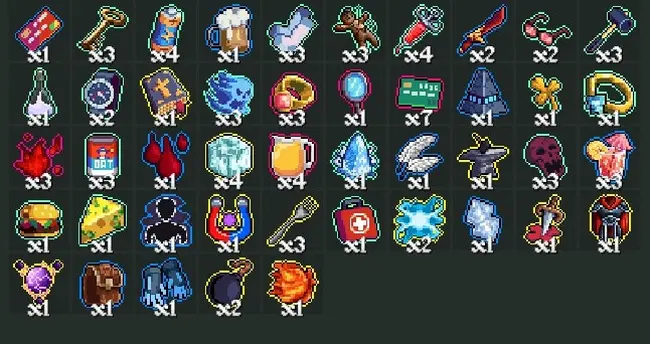 Megabonk Items collected at the end of my run