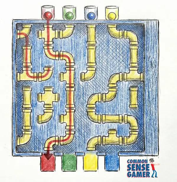 red ball puzzle solution drawn