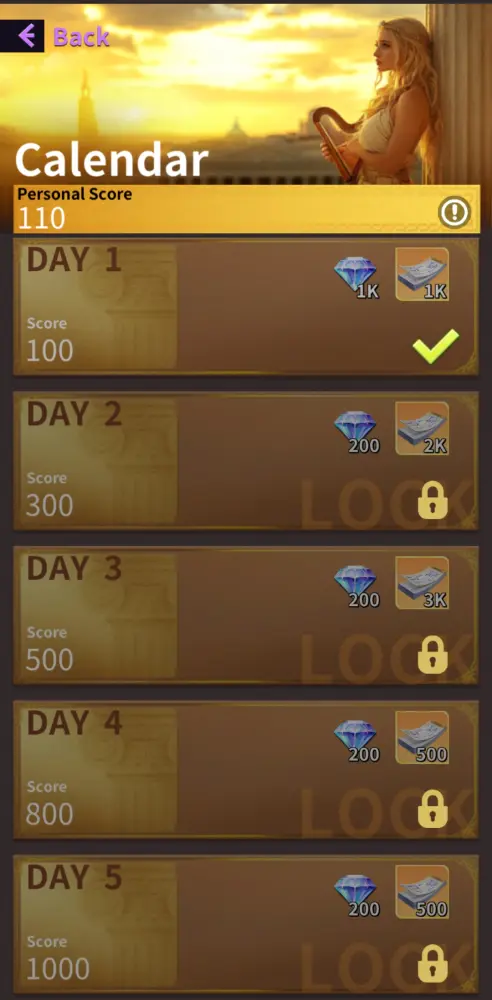 Top girl Calendar Rewards